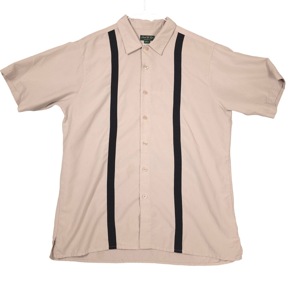 David‎ Taylor Collection Bowling Shirt Beige Short Sleeve Men's L